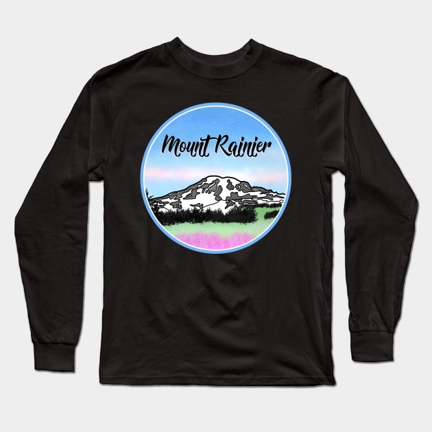 Mount Rainier Long Sleeve T-Shirt by mailboxdisco